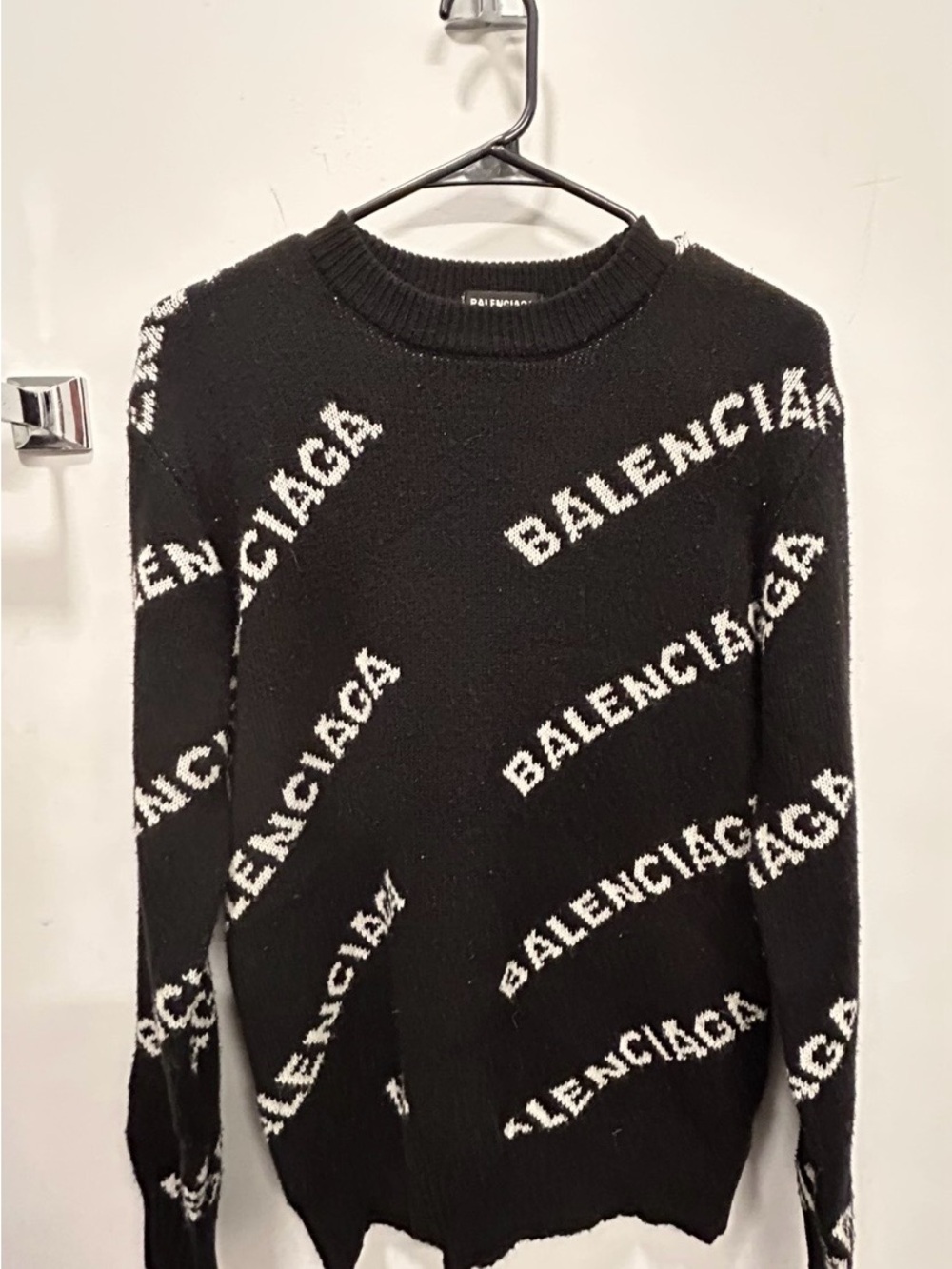 Balenciaga Black and White Logo Knit Sweater